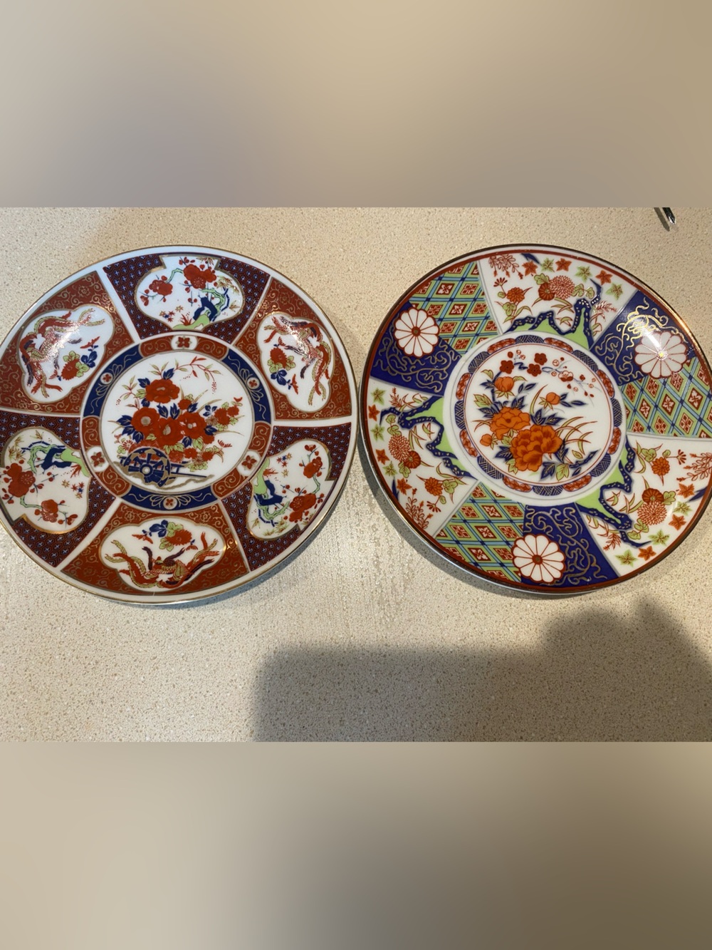 Vintage Japanese wall Plaques  of Decorative Imari-Style Floral Porcelain Plates